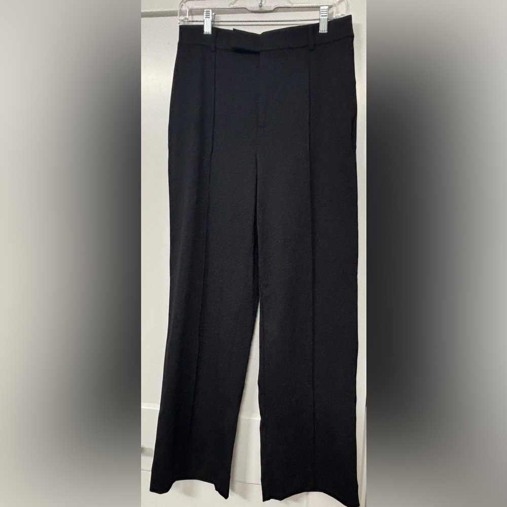 NWT Halara High Waisted Zipper Wide Leg Work Pant Medium Black Stretch Casual
